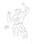  abs anthro biceps dinosaur extreme_dinosaurs male maxime-jeanne muscles pose reptile scalie t-bone_(extreme_dinosaurs) theropod tyrannosaurus_rex 
