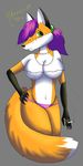  big_breasts breasts canine cigarette claws cleavage clothed clothing color female fox green_eyes hair half-dressed looking_at_viewer mammal oldmusic oldmusic_(artist) plain_background solo 