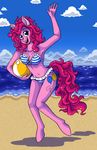 anthrofied beach beach_ball bikini blue_eyes catsncupcakes clothing cloud clouds cutie_mark equine female friendship_is_magic hair horse mammal my_little_pony outside pink_hair pinkie_pie_(mlp) pony sand seaside sky smile solo standing swimsuit tight_clothing waving 