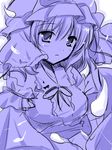  bad_id bad_pixiv_id blue breasts medium_breasts monochrome saigyouji_yuyuko solo touhou white-brown 