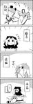  4girls 4koma ? animal_ears bottle comic cup drinking futatsuiwa_mamizou glasses greyscale highres hijiri_byakuren hood kumoi_ichirin monochrome mouse_ears mouse_tail mug multiple_girls nazrin pince-nez raccoon_ears raccoon_tail rolling sake_bottle smile steam tail tani_takeshi touhou translated yukkuri_shiteitte_ne 