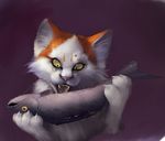  ambiguous_gender cat eating feline fish food fur mammal marine orange_fur orphen_sirius solo white_fur 