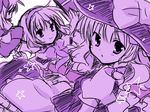  alice_margatroid bad_id bad_pixiv_id hat kirisame_marisa monochrome multiple_girls purple short_hair smile star touhou white-brown 