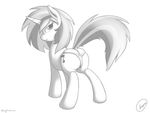  butt cutie_mark equine female feral friendship_is_magic hair horn mammal monochrome my_little_pony panties plain_background skipsy solo standing underwear unicorn vinyl_scratch_(mlp) white_background 