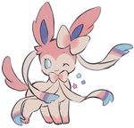  eeveelution feral looking_at_viewer ninfia nintendo no_humans one_eye_closed plain_background pok&#233;mon pok&eacute;mon pokemon pokemon_(game) pokemon_xy solo source_request sylveon unknown_artist unkown_artist video_games white_background wink 