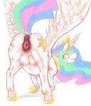  anus bent_over butt crown cutie_mark equine female feral friendship_is_magic gaping gaping_pussy grin horn horse looking_back mammal my_little_pony nipples pony presenting princess princess_celestia_(mlp) pussy rigi royalty solo teats winged_unicorn wings 