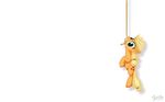  applejack_(mlp) blonde_hair cutie_mark equine female feral freckles friendship_is_magic green_eyes hair hanging hanging_around horse mammal my_little_pony mysticalpha plain_background pony rope solo wallpaper white_background 