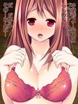  bare_shoulders blush bra breasts brown_hair cleavage large_breasts long_hair looking_at_viewer maki_(seventh_heaven_maxion) maou_(maoyuu) maoyuu_maou_yuusha open_mouth red_bra red_eyes solo translation_request underwear 