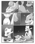  comic darkmirage dragonair female floatzel lesbian masturbation mienshao night nintendo outside pok&#233;mon pussy pussy_juice video_games voyeur water 