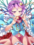  bad_id bad_pixiv_id flower hairband heart komeiji_satori konata_gazel petals purple_eyes purple_hair rose short_hair skirt smile solo third_eye touhou 