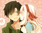  1boy 1girl blonde_hair cheek_kiss dress junjam kagerou_project kiss kozakura_marry long_hair ribbon seto_kousuke souzou_forest_(vocaloid) 