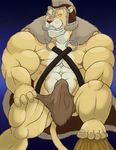  armor barbarian biceps big big_muscles bulge cape drunklion erection feline gladiator grin harness helmet lion loincloth looking_at_viewer male mammal muscles nipple_piercing nipples pecs pelt penis piercing solo themanlydrawer warrior 