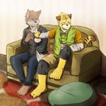  ? blush brown_fur canine clothing couple cute embarrassed feline fur gay grey_fur happy holidays male mammal romantic scar smile striped_fur tiger toku valentine&#039;s_day valentine's_day wolf yellow_fur 