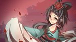  bad_id bad_pixiv_id chinese_clothes flower hair_flower hair_ornament hanfu highres kaka_cheung long_sleeves luo_tianyi petals san_yue_yu_(vocaloid) sleeves_past_fingers sleeves_past_wrists smile solo tears very_long_sleeves vocaloid vocanese 