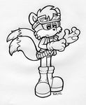  belt canine fox glass gloves greyscale kelly_ng_turner male mammal miles_prower monochrome sega solo sonic_(series) 