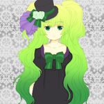  bow colorized copyright_request green_eyes green_hair hat long_hair looking_at_viewer solo twintails yuca_(rascal) 