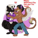  anthro canine duo faelis fox gift holidays kisses kissing love mammal phoenix phox rarockthephoenix shapeshifter skunk twillight valentine&#039;s_day valentine's_day wings wrapped wrapping 