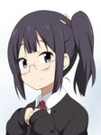  asagiri_shiori black_eyes black_hair dekosuke glasses long_hair school_uniform side_ponytail tamako_market 