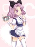  bowl chocolate dress licking masakichi_(crossroad) one_eye_closed purple_eyes purple_hair shirayuki_(sister_princess) short_hair sister_princess thighhighs whisk 