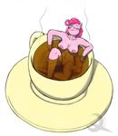  anthro anthrofied bathing breasts cup drink equine ethanqix eyes_closed female friendship_is_magic horse mammal my_little_pony navel nipples nude pinkie_pie_(mlp) plate pony pussy smile solo tea 