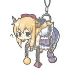  ? bad_id bad_pixiv_id blonde_hair blush chain gourd hanging horn_ribbon horns ibuki_suika keychain long_hair open_mouth ribbon skirt solo touhou yellow_eyes yuasan 