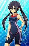  bad_id bad_pixiv_id black_hair brown_eyes competition_swimsuit k-on! long_hair nakano_azusa nukarumi_noren one-piece_swimsuit swimsuit twintails 