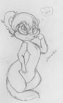  chipettes chipmunk cokuruscana cute english_text eyewear fluffy_tail glasses greyscale jeanette_miller mammal monochrome nude rodent sketch text 