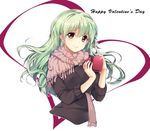  alternate_costume alternate_hairstyle bad_id bad_pixiv_id blush box cofepig english green_hair happy_valentine heart heart-shaped_box kagiyama_hina long_hair looking_at_viewer no_legs red_eyes simple_background smile solo touhou valentine white_background 