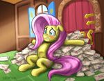  &lt;3 blue_eyes blush cutie_mark door envelope equine female feral fluttershy_(mlp) friendship_is_magic fur hair holidays horse inside letter mammal my_little_pony pink_hair pluckyninja pony solo sweat valentine's_day window wood yellow_fur 