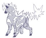  anus balls butt equine feral flaccid hologram_(artist) hooves horse horsecock looking_at_viewer looking_back male mammal monochrome nintendo nude penis plain_background pok&#233;mon pok&eacute;mon solo unknown_artist video_games white_background zebra zebstrika 