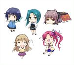  :&gt; :&lt; :d =_= \o/ amagase_yuuki aqua_hair arms_up black_hair blush_stickers casual chibi food fruit hair_ribbon hand_on_hip hand_to_own_mouth iizuki_tasuku inubousaki_aya kotatsu kurokawa_sera light_brown_hair long_hair lovely_x_cation mandarin_orange multiple_girls musical_note nanasawa_yuni open_mouth outstretched_arms pink_hair ponytail purple_hair ribbon shoes side_ponytail skirt smile solid_circle_eyes spread_arms table tears tsukioka_misasa under_table wavy_mouth 