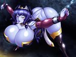  ass blue_skin blush braid breasts chains cuffs demon_girl fingernails horns huge_breasts ma_wo_youmu_joou nail_polish pichipichi_garou_r purple_hair thick_thighs thighs 