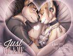  anthro beard bed black_hair black_nose brown_fur canine clothing collar duo eyes_closed facial_hair female fur hair holidays hug intimate male mammal piercing rotarr rotarr_(character) shirt smile straight tan_fur tank_top valentine&#039;s_day valentine's_day white_fur wolfy-nail_(character) 