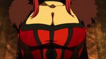  animated animated_gif bouncing_breasts breasts cleavage close-up large_breasts long_hair lowres maou_(maoyuu) maoyuu_maou_yuusha red_hair smile solo 