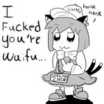  :3 animal_ears bkub_(style) bling bow cat_ears cat_tail chen clothes_writing ear_piercing engrish greyscale hat middle_finger monochrome multiple_tails piercing profanity ranguage short_hair source_request tail touhou typo 