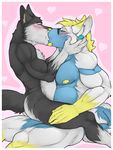  ammy_(character) amwulf anthro beard biceps big_muscles blonde_hair blue_fur blush butt canine cute duo eyewear facial_hair facial_piercing fur gay glasses grey_fur hair holidays intimate kissing male mammal mastery_position muscles nipples nose_piercing nose_ring nude pecs piercing side_view valentine&#039;s_day valentine's_day white_fur wolf yellow_fur yellow_nipples 
