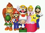  3d 90s donkey_kong luigi mario mario_(series) mario_party nintendo official_art princess_peach smile star super_mario_bros. toad toad_(mario) wario yoshi 