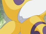  canine close-up digimon dirt female fox fur grass invalid_tag lying mammal markings nude on_back presenting presenting_pussy pussy ranged_weapon renamon solo spread_legs spreading weapon white_fur yellow_fur 