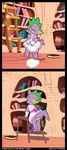  book cold-blooded-twilight dragon friendship_is_magic frostedpony library maid_uniform male my_little_pony scalie solo spike_(mlp) sweat 