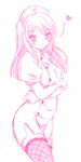  blush copyright_request heart long_hair monochrome nurse simple_background smile solo thighhighs white_background yuyi 