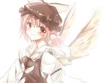  animal_ears arm_garter hat light light_smile long_sleeves men_ame_(hkrunk) mystia_lorelei pink_eyes pink_hair puffy_long_sleeves puffy_sleeves short_hair smile solo touhou upper_body white_background wings 