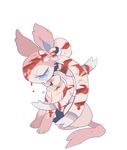  bleeding blood blue_eyes crying cute eeveelution fur gore nintendo one_eye pink_fur plain_background pok&#233;mon sylveon unknown_species video_games white_background wounded yucky 