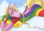  adventure_time anthro anthrofied big_breasts blonde_hair blue_eyes breasts equine hair horn horse lady_rainicorn mistressadaira nipples nude solo unicorn 