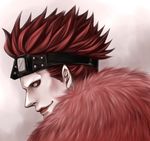  1boy eustass_captain_kid goggles goggles_on_head male male_focus murasaki_(crowcherry) one_piece pirate profile red_eyes red_hair solo 