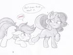  black_and_white cub dialog duo english_text equine female feral friendship_is_magic glitter horn horse joey-darkmeat mammal monochrome my_little_pony nom pegasus pencil_(art) pony scootaloo_(mlp) sparkles sweetie_belle_(mlp) text tongue tongue_out unicorn wings young 