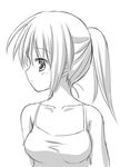  breasts greyscale lowres medium_breasts monochrome original ponytail profile simple_background solo upper_body white_background yuyi 