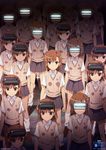  absurdres artist_request brown_eyes brown_hair clone emblem from_above highres looking_at_viewer looking_up misaka_imouto misaka_mikoto multiple_girls official_art scan school_uniform short_hair short_sleeves skirt solo_focus standing sweater_vest to_aru_kagaku_no_railgun to_aru_majutsu_no_index 