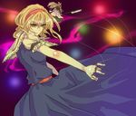  alice_margatroid banned_artist blade blonde_hair doll outstretched_arm saegome short_hair solo string touhou weapon yellow_eyes 