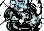  animal_ears bad_id bad_pixiv_id black_dress blue_hair dress f7(eiki) looking_at_viewer mouse_ears nazrin short_hair simple_background solo stick touhou white_background 