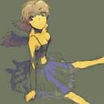  bad_id bad_pixiv_id breasts brown_hair cleavage medium_breasts nimirom oekaki original sitting sketch solo wings 